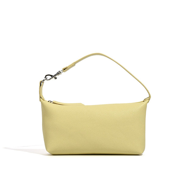Small pebbled zip-top hobo bag with detachable adjustable strap and silver-tone hardware, detail view 5