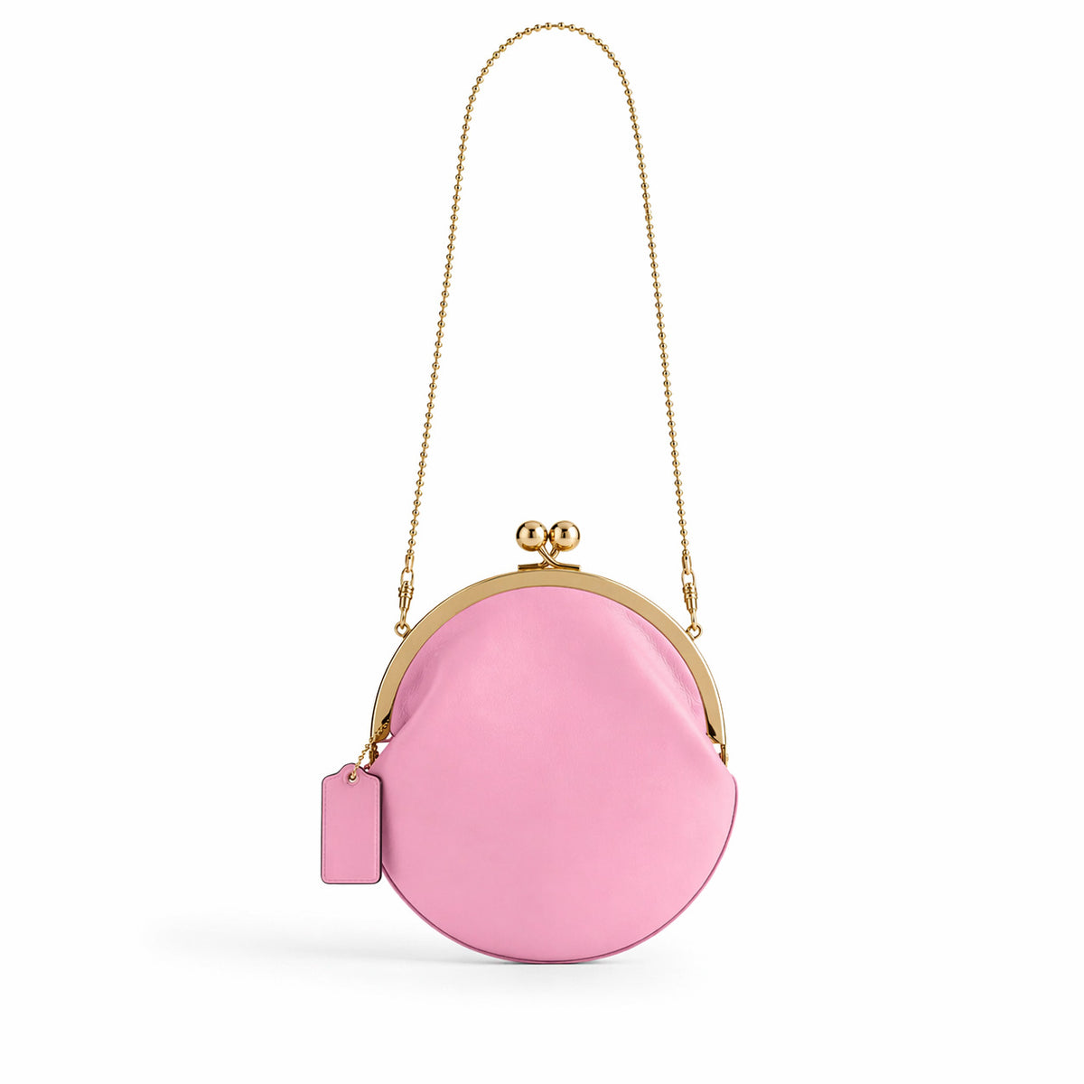 Runde Clutch mit Kiss-Lock-Verschluss, goldfarbenem Rahmen und Kugelknöpfen, Detailansicht 22
