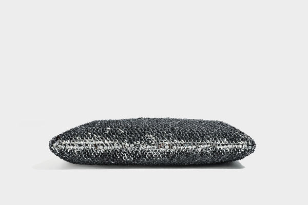 Small sequin hobo shoulder bag with knotted strap and zip closure, detail view 45