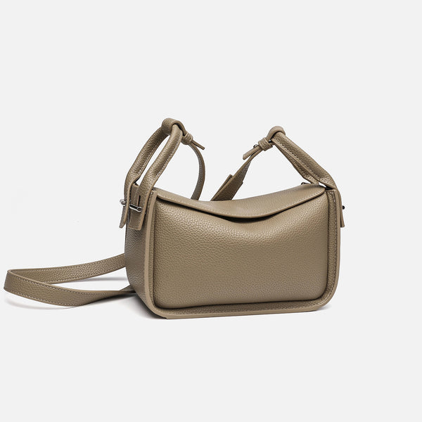 Structured pebble-grain flap shoulder bag with adjustable strap, detail view 4