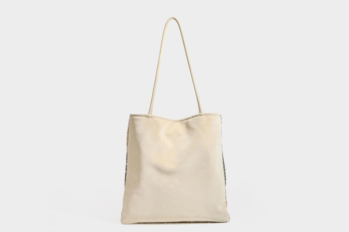 Soft rectangular sequin tote bag with colorblock metallic panels and long slim shoulder straps, detail view 28