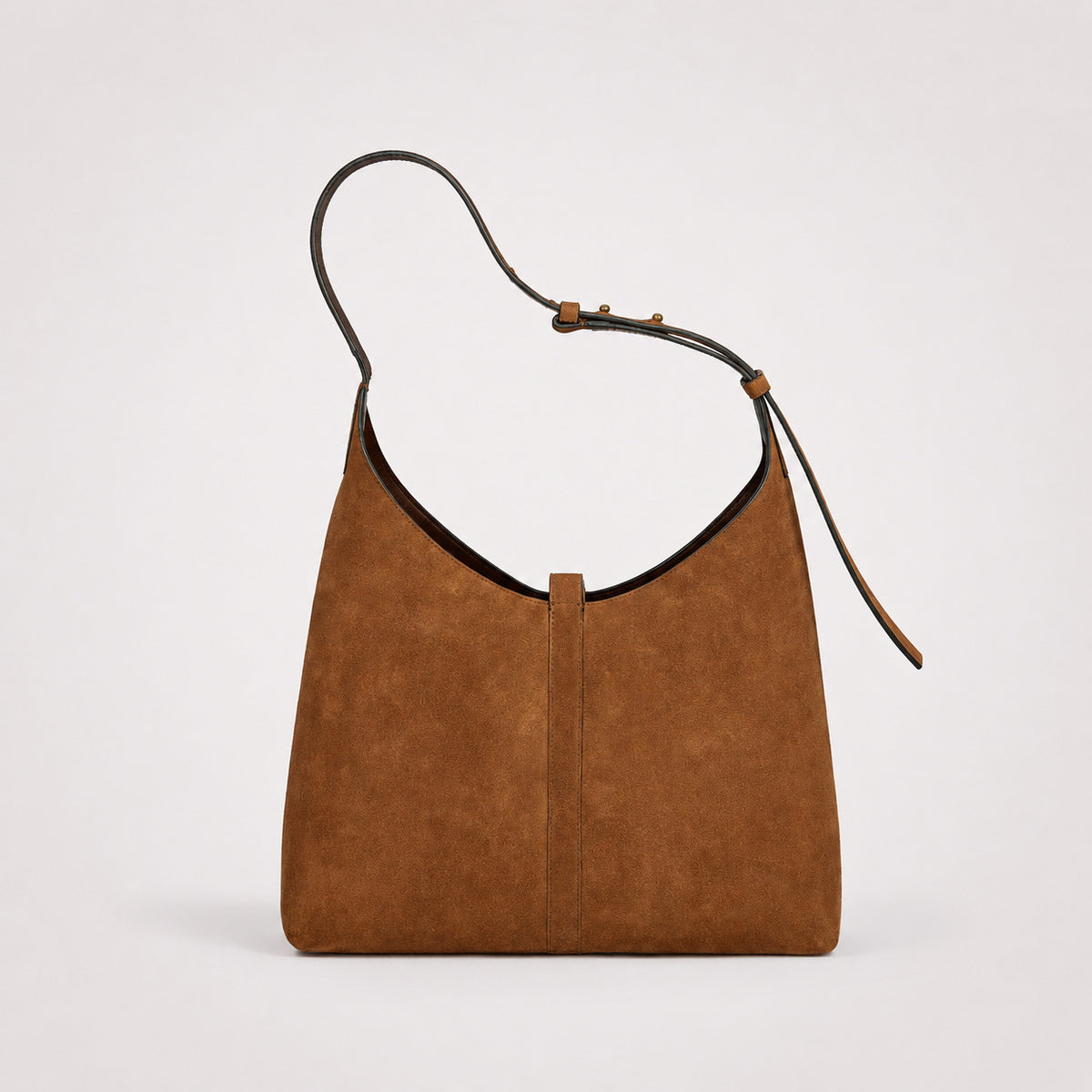 Slouchy hobo shoulder bag with gold-tone toggle ring hardware and adjustable strap, detail view 3
