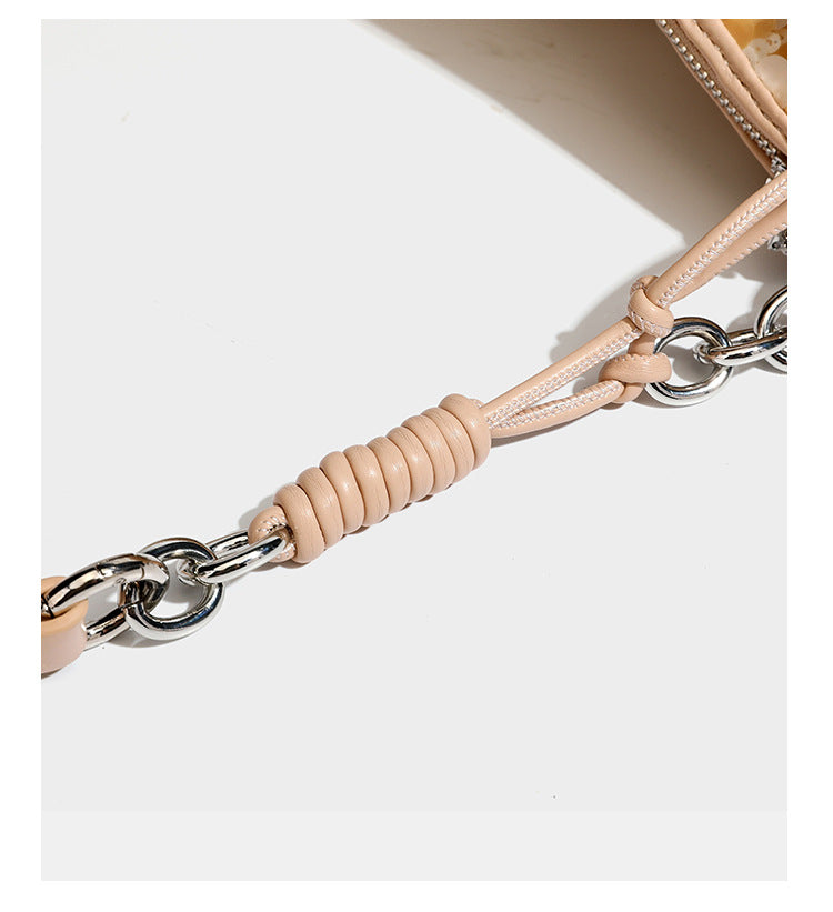 Slouchy paillette sequin hobo shoulder bag with zip closure and adjustable leather-look strap with silver chain hardware
