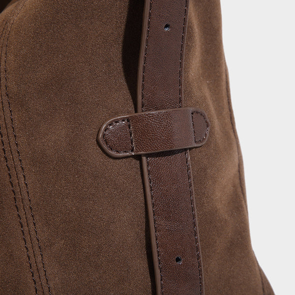 Slouchy hobo shoulder bag with turn-lock flap closure and adjustable strap, detail view 27