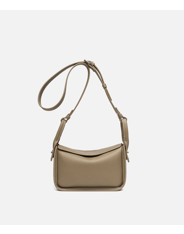 Structured pebble-grain flap shoulder bag with adjustable strap, detail view 11