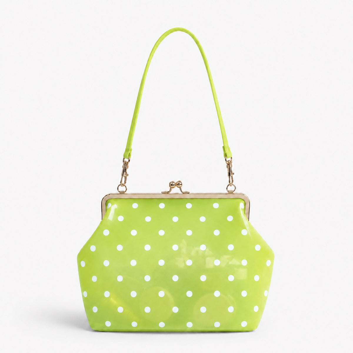 Structured translucent pastel frame-clasp shoulder bag with gold-tone hinged ball clasp and slim top handle, detail view 23