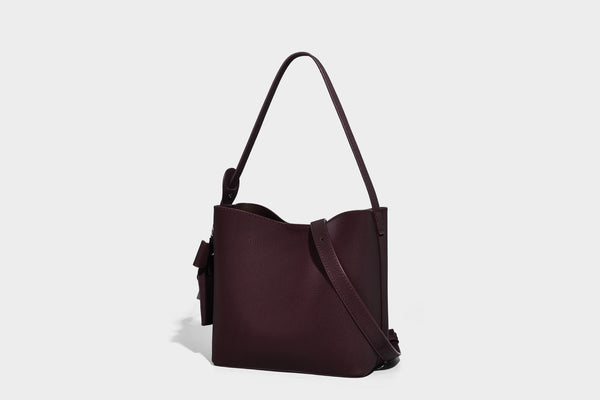 Pebbled leather-look bucket shoulder bag with zip inner pouch and adjustable crossbody strap, detail view 29