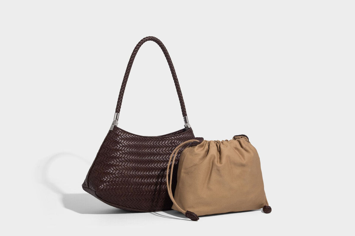 Woven leather-look hobo shoulder bag with braided strap and silver-tone hardware, detail view 26
