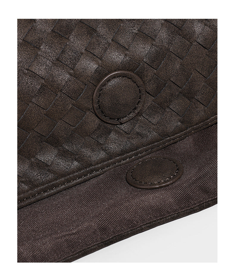 Large soft woven hobo shoulder bag with matte textured finish, adjustable strap, and star charm hardware, detail view 13