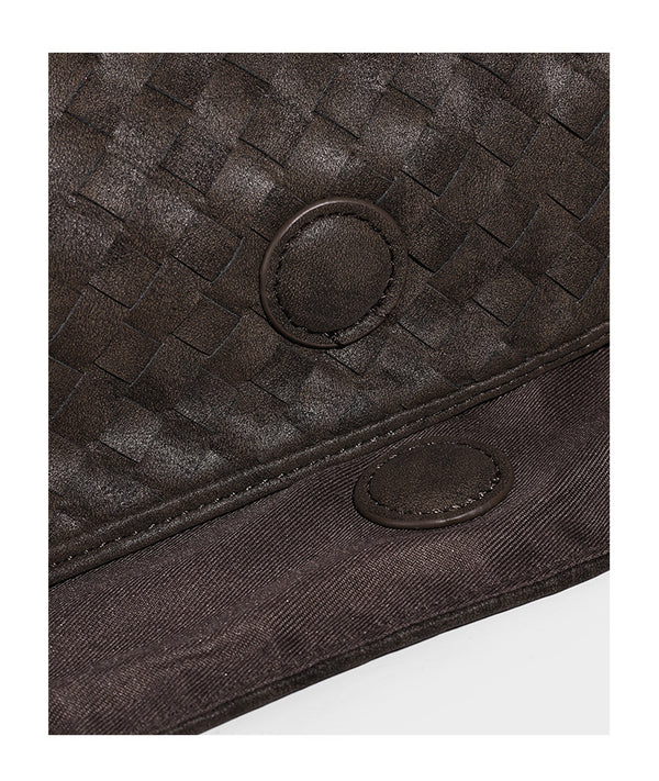 Large soft woven hobo shoulder bag with matte textured finish, adjustable strap, and star charm hardware, detail view 13