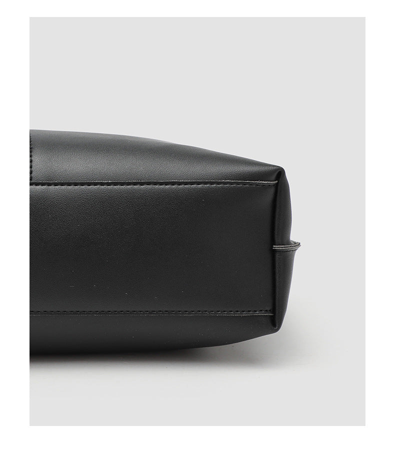 Large slouchy matte leather-look tote bag with double shoulder straps and centre seam detail, detail view 12
