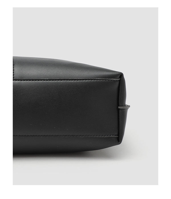 Large slouchy matte leather-look tote bag with double shoulder straps and centre seam detail, detail view 12