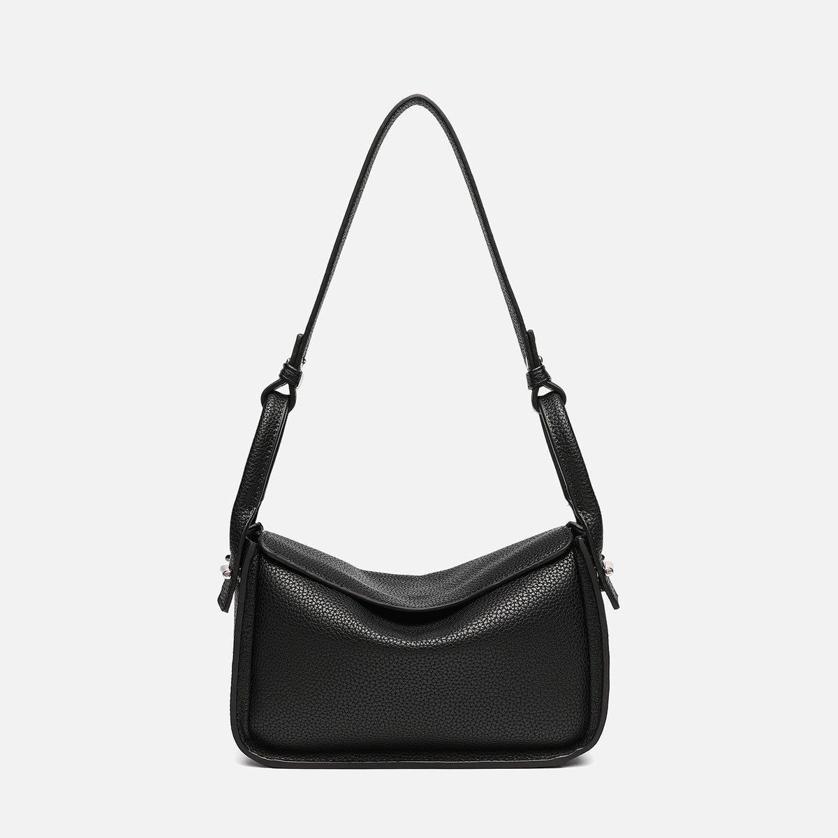 Structured pebble-grain flap shoulder bag with adjustable strap, detail view 7