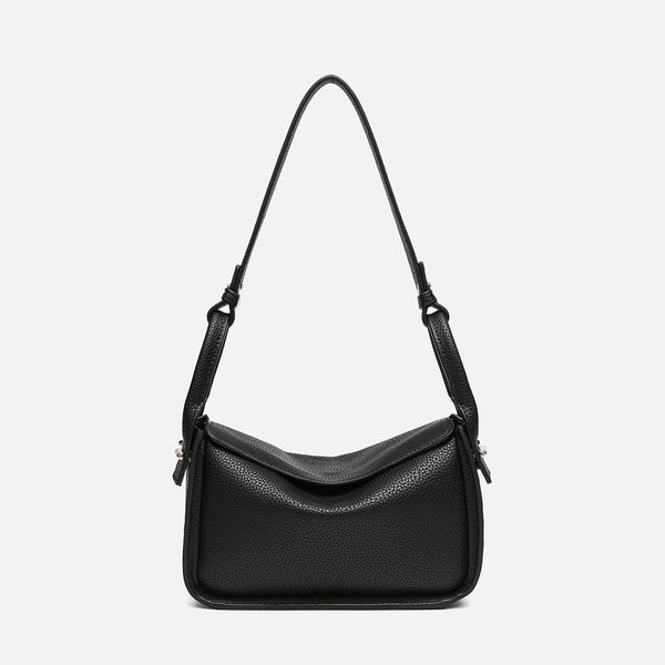 Structured pebble-grain flap shoulder bag with adjustable strap, detail view 7
