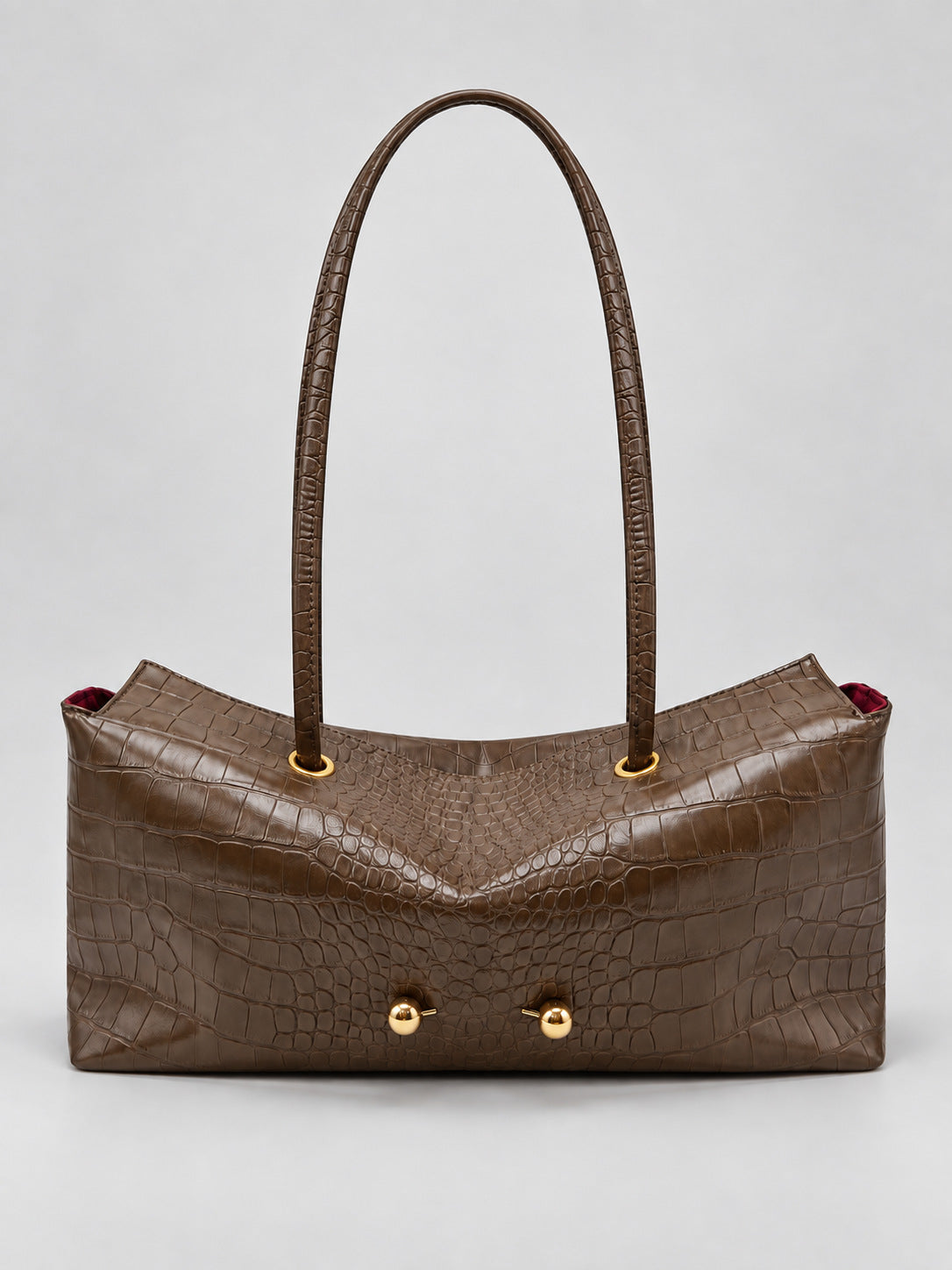 Wide embossed-texture shoulder tote bag with single loop handle and gold-tone toggle hardware, detail view 33