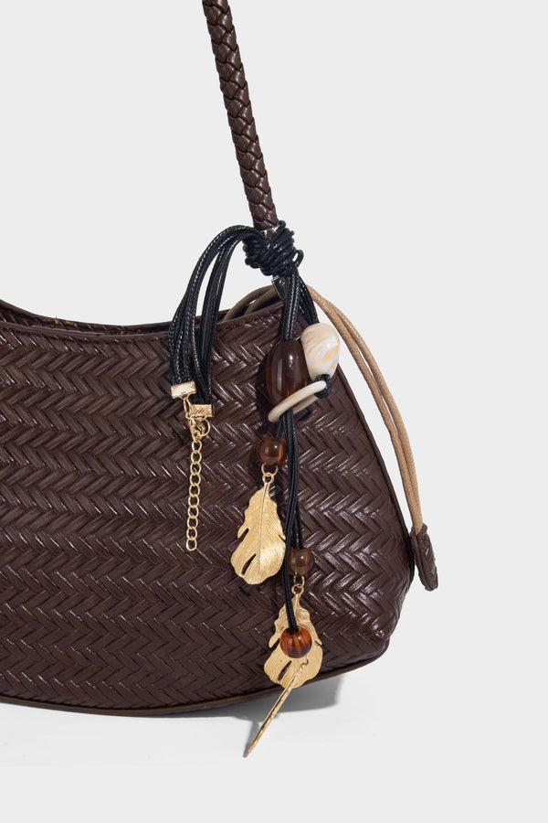 Woven leather-look hobo shoulder bag with braided strap and silver-tone hardware, detail view 23