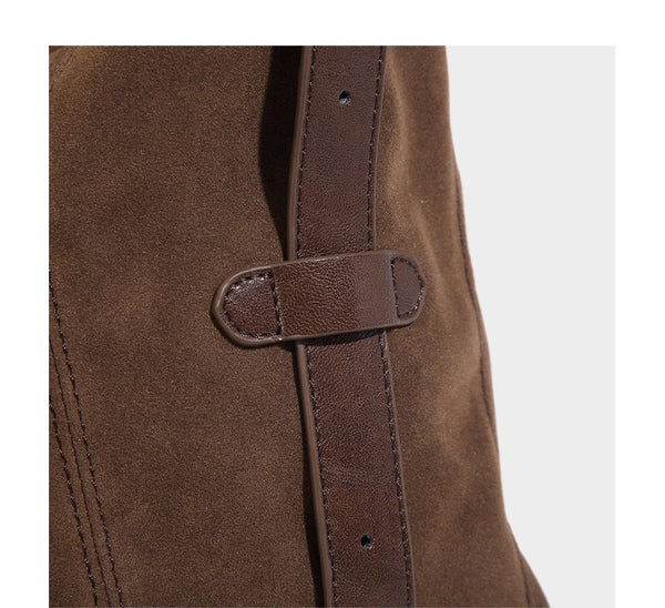 Slouchy hobo shoulder bag with turn-lock flap closure and adjustable strap, detail view 16