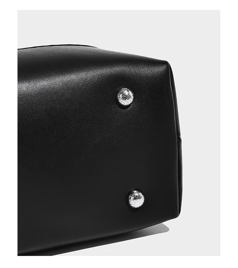 Structured black and beige striped woven shoulder bag with silver chain strap and turn-lock metal clasp, detail view 11