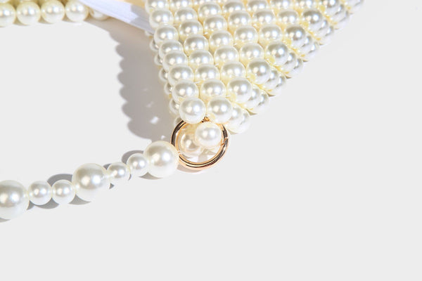 Small silver metallic beaded mini bag with braided rhinestone top handle and detachable chain crossbody strap, detail view 27
