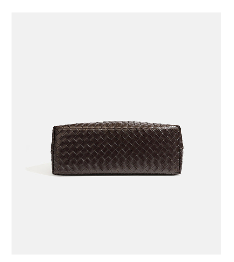 Slouchy woven leather-look hobo shoulder bag with braided strap and open top, detail view 14