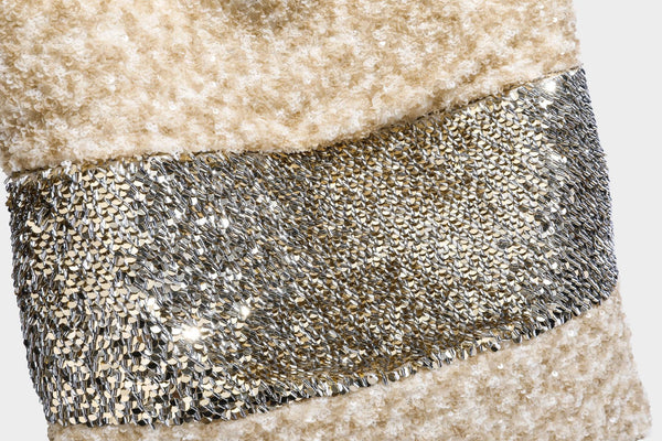 Soft rectangular sequin tote bag with colorblock metallic panels and long slim shoulder straps, detail view 26