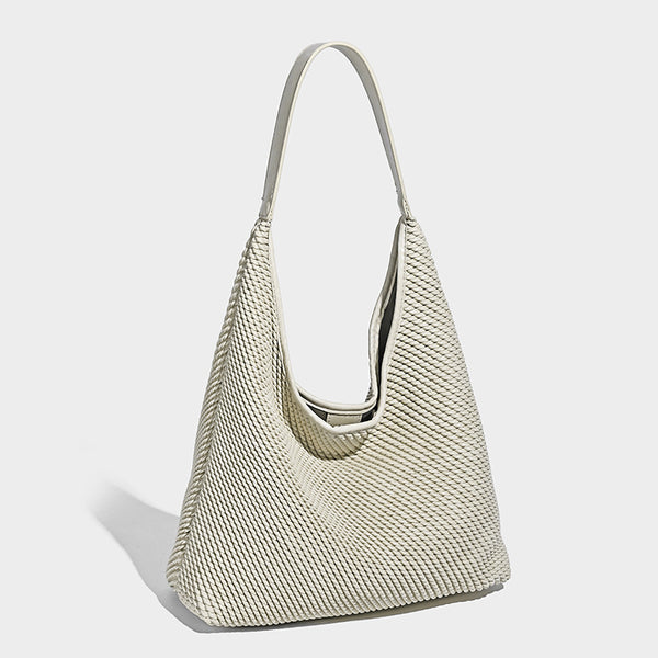 Lässige Hobo-Schultertasche im gewebten Look in Braun mit Besatz in Lederoptik und abnehmbarer Reißverschlusstasche auf der Vorderseite, Detailansicht 9