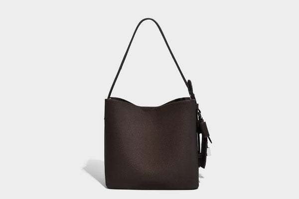 Pebbled leather-look bucket shoulder bag with zip inner pouch and adjustable crossbody strap, detail view 15