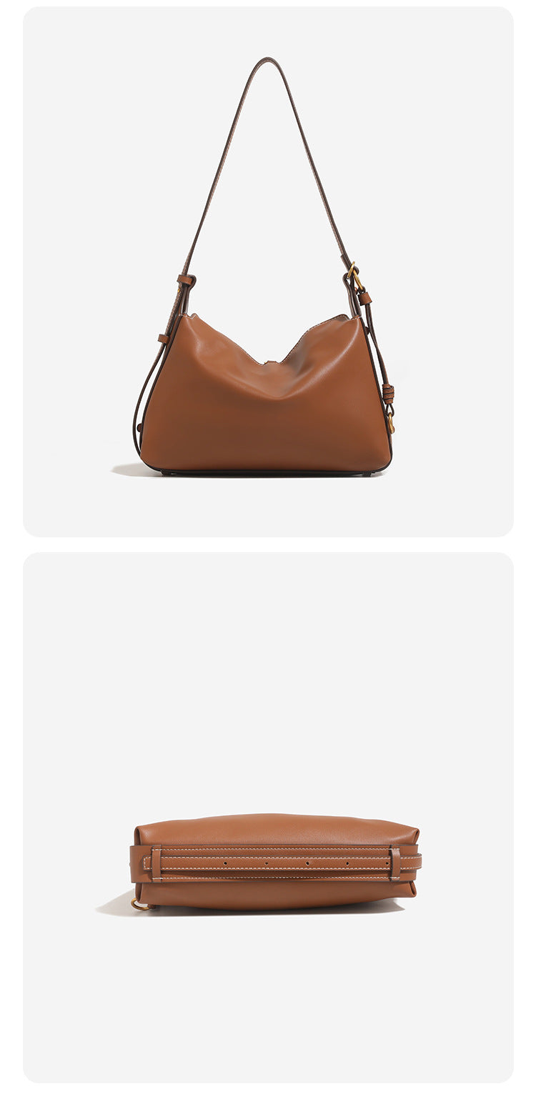 Lässig fallende, sichelförmige Hobo-Tasche aus glattem Kunstleder mit matter Oberfläche, geknotetem Kordeldetail am Boden und Ring in Antikgold-Optik