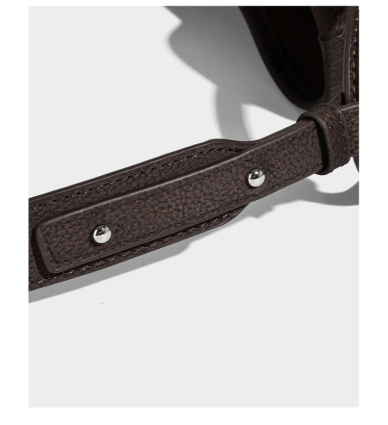 Small structured matte pebbled tote bag with twin top handles and removable zip pouch, detail view 10