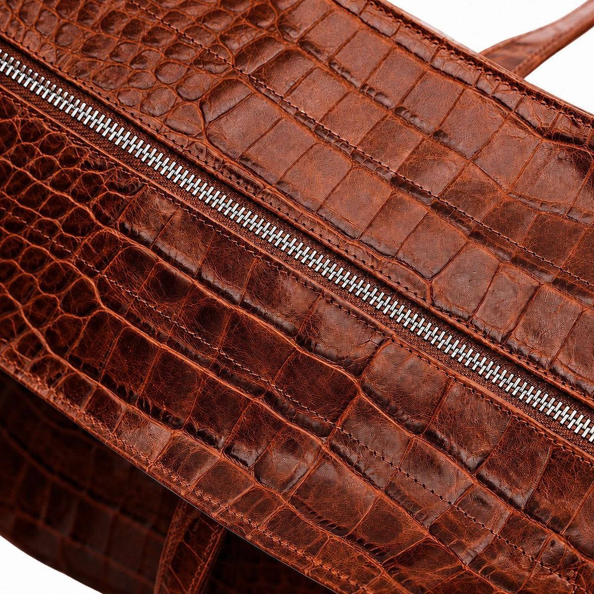 Oversized glossy crocodile-embossed tote bag with long double shoulder straps, detail view 23