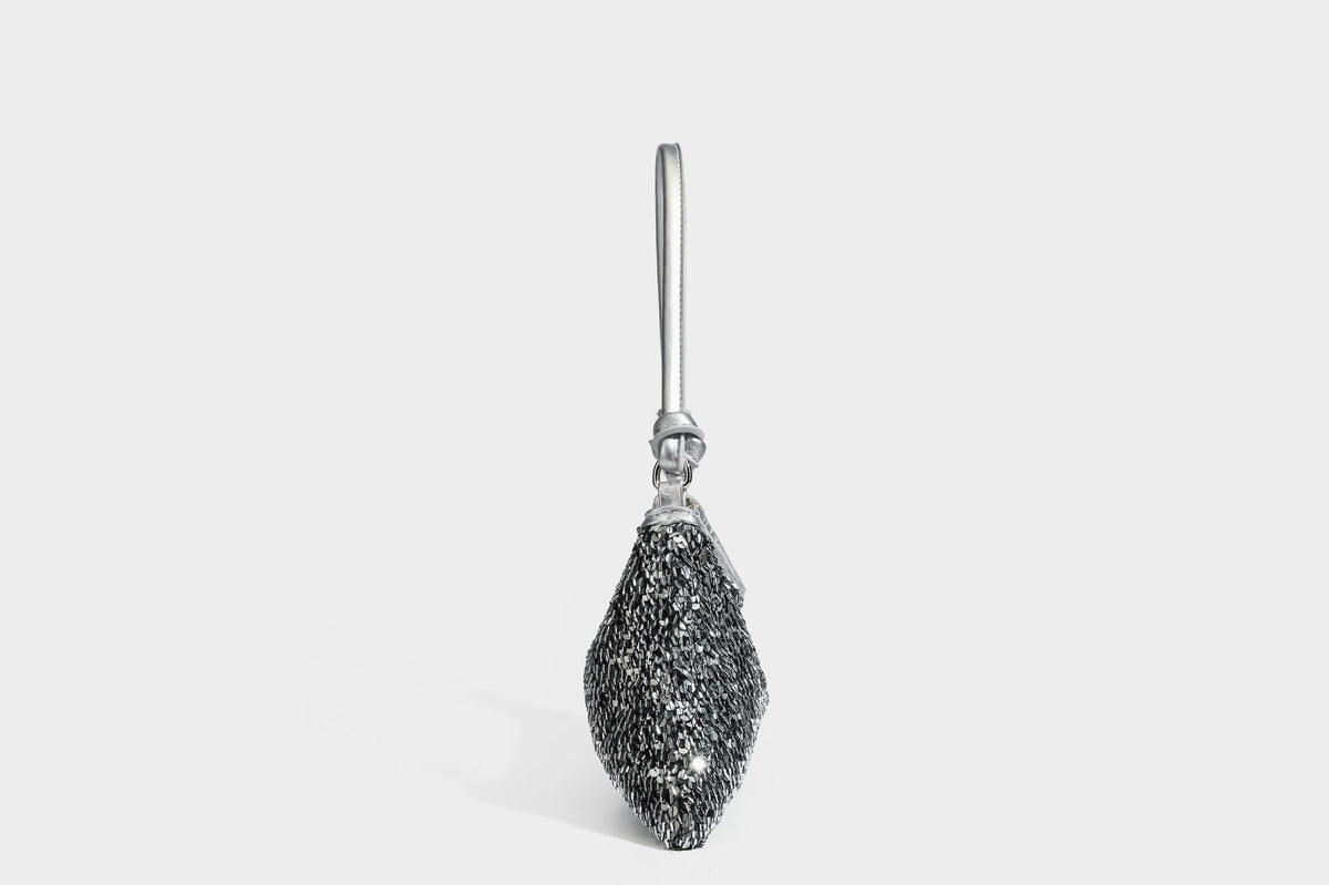 Small sequin hobo shoulder bag with knotted strap and zip closure, detail view 42