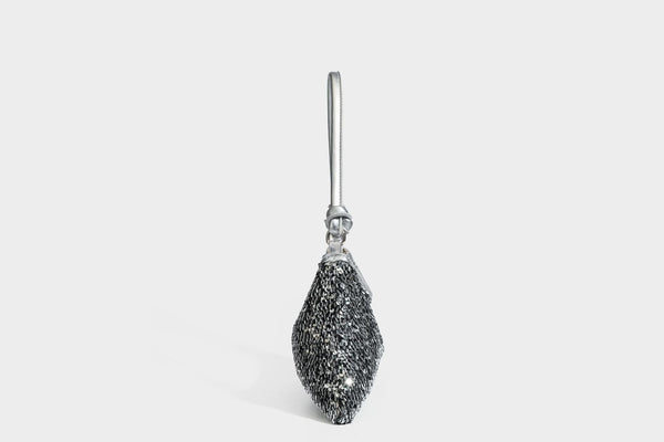 Small sequin hobo shoulder bag with knotted strap and zip closure, detail view 42