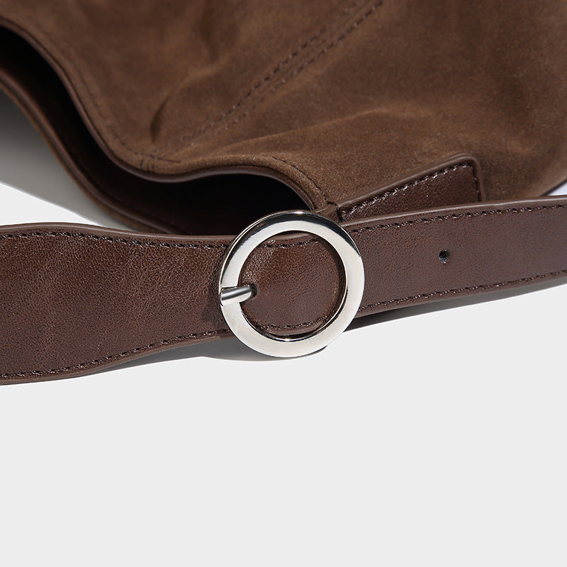 Slouchy hobo shoulder bag with turn-lock flap closure and adjustable strap, detail view 25