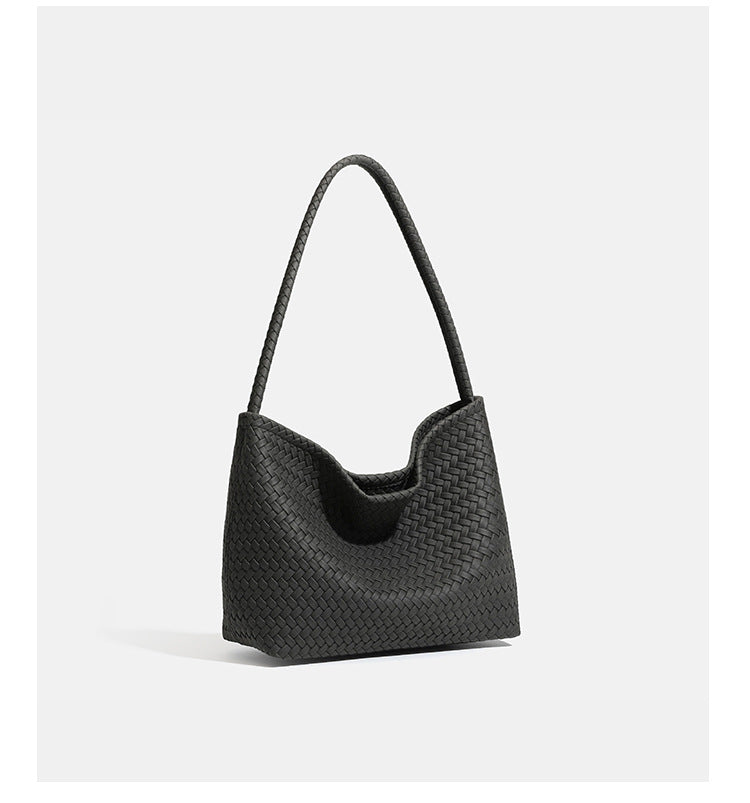 Große Hobo-Schultertasche mit Webstruktur, geflochtenem Riemen und weicher, trapezförmiger Silhouette, Detailansicht 17