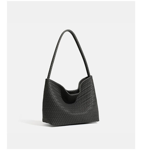 Große Hobo-Schultertasche mit Webstruktur, geflochtenem Riemen und weicher, trapezförmiger Silhouette, Detailansicht 17