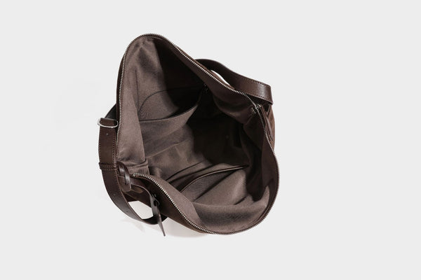 Slouchy hobo shoulder bag in matte croc-embossed leather-look finish with top zip closure and long adjustable strap, detail