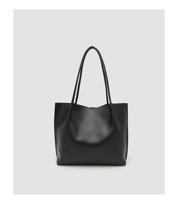 Large slouchy matte leather-look tote bag with double shoulder straps and centre seam detail, detail view 10