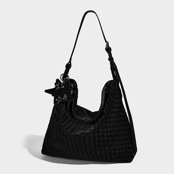 Weich fallende Hobo-Schultertasche mit gewebter Struktur, Sternanhänger-Beschlag und verstellbarem Riemen, Detailansicht 6
