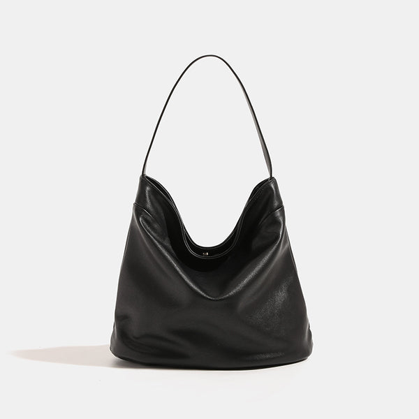Vintage matte suede-effect bucket shoulder bag with smooth leather-look trim band and flat strap, detail view 6