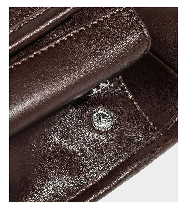 Structured rectangular satchel bag in dark espresso brown with smooth leather-look finish, flap front with silver turn-lock