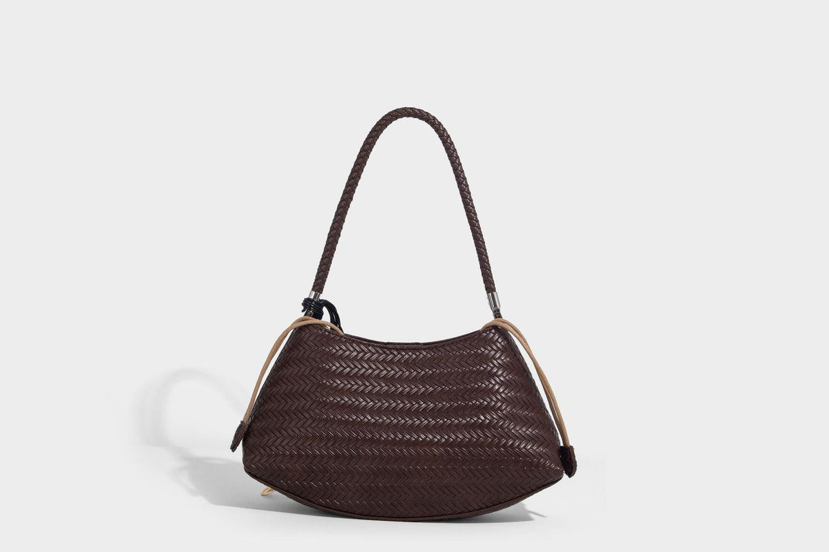 Woven leather-look hobo shoulder bag with braided strap and silver-tone hardware, detail view 22