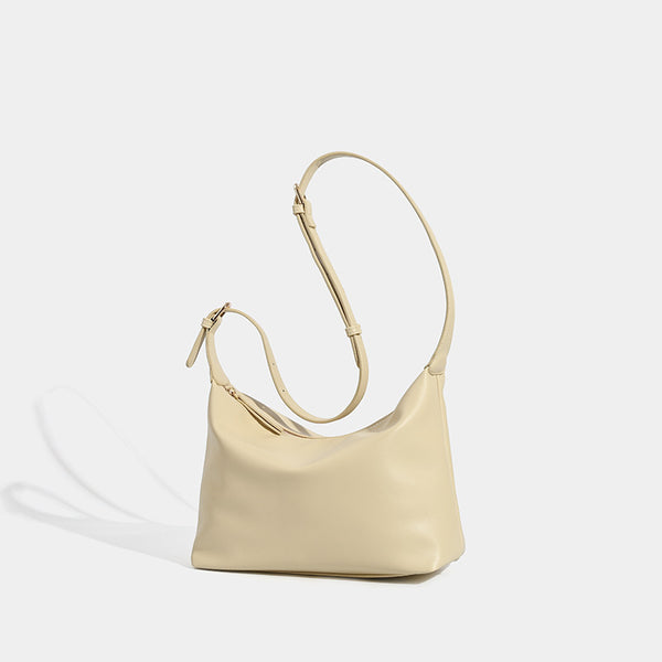 Soft slouchy zip shoulder crossbody bag with smooth matte leather-look finish and gold-tone hardware, detail view 3