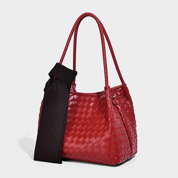 Glänzend gewebte Schultertasche im Shopper-Stil mit geflochtenen Doppelhenkeln in Mintgrün, Detailansicht 4