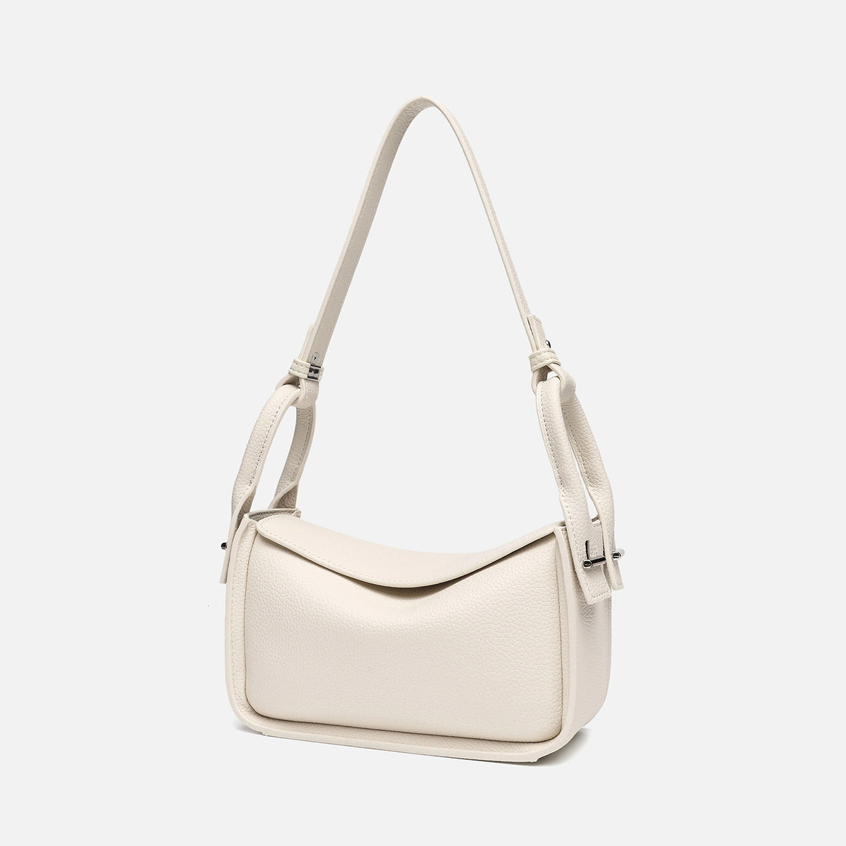 Structured pebble-grain flap shoulder bag with adjustable strap, detail view 2