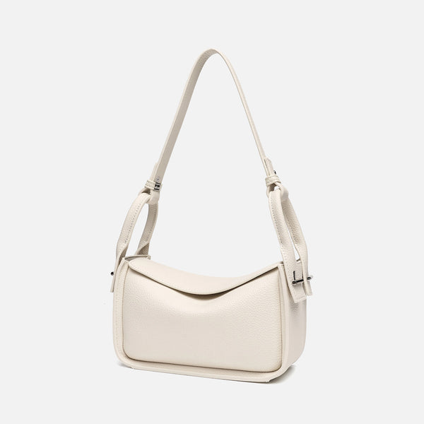 Structured pebble-grain flap shoulder bag with adjustable strap, detail view 2