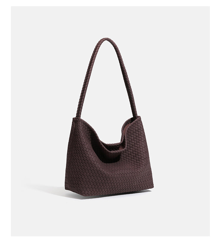 Große Hobo-Schultertasche mit Webstruktur, geflochtenem Riemen und weicher, trapezförmiger Silhouette, Detailansicht 10