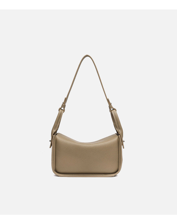 Structured pebble-grain flap shoulder bag with adjustable strap, detail view 13