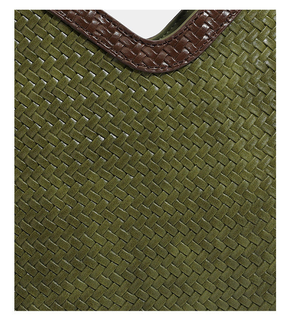 Woven tote bag with braided shoulder straps, drawstring closure, and dangling metal-and-bead charm, detail view 25