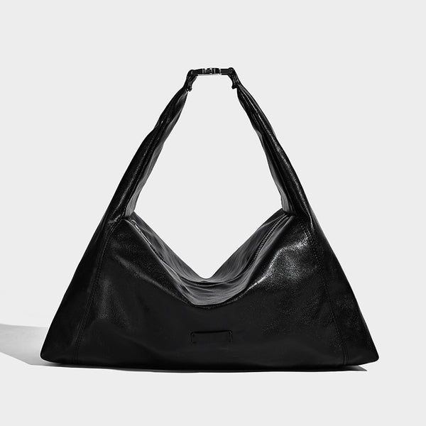 Übergroße, weich fallende Hobo-Schultertasche in Denimoptik mit breitem, verstellbarem Riemen und Reißverschluss oben, Detailansicht 3