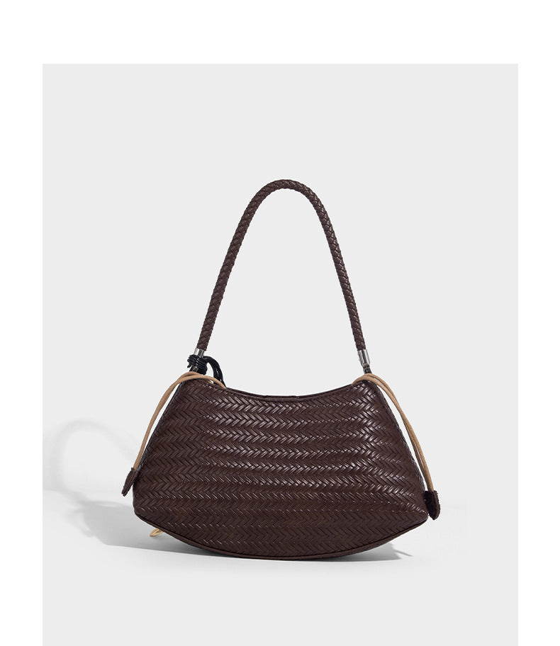 Woven leather-look hobo shoulder bag with braided strap and silver-tone hardware, detail view 18